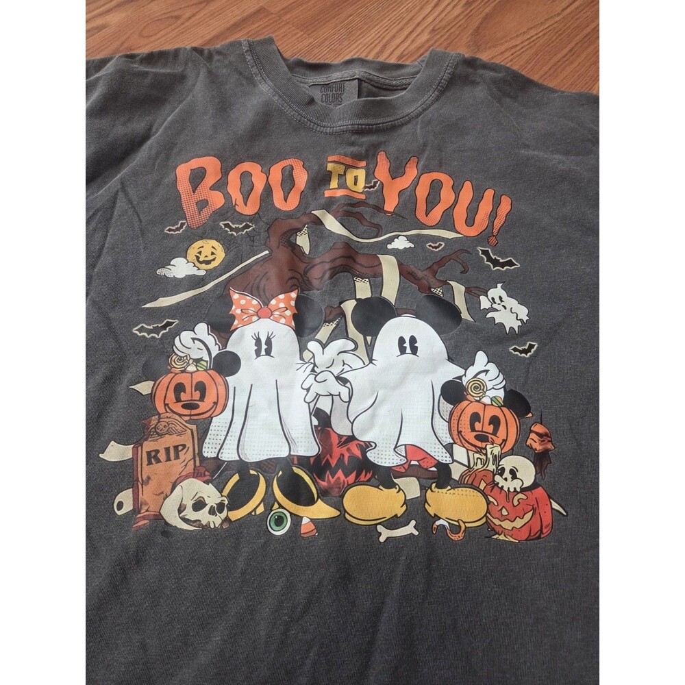 Comfort Colors Mickey Minnie Boo To You Halloween Shirt Medium